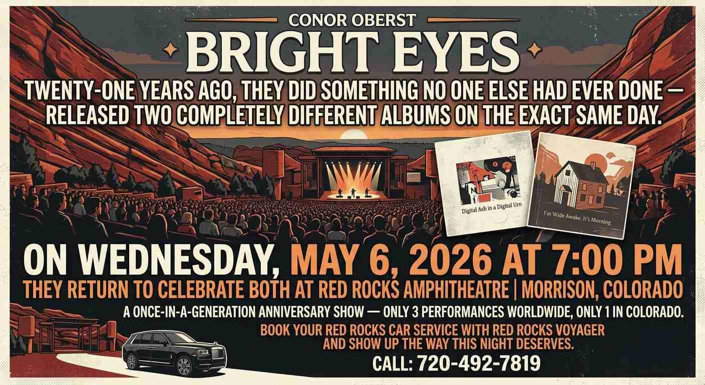 Bright Eyes Red Rocks 2026 — 21 Years of Wide Awake & Digital Ash Under the Colorado Stars