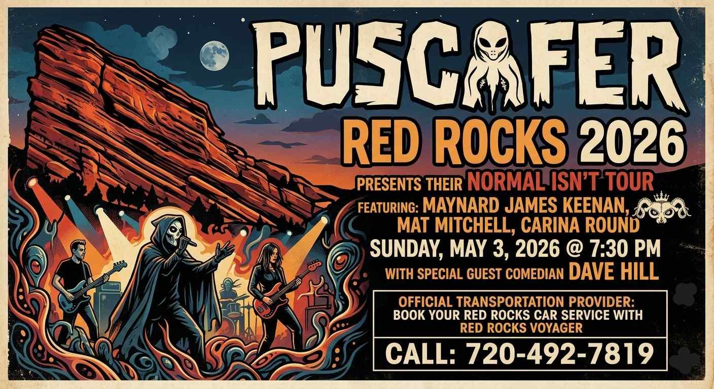 Puscifer Red Rocks 2026 — Normal Isn’t Tour & 6 Must-Know Transport Tips