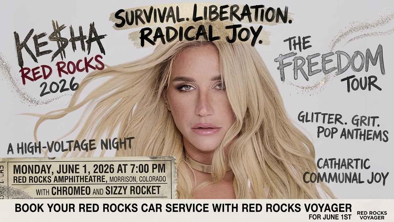Kesha Red Rocks 2026 — The Freedom Tour Hits Morrison June 1 with Chromeo & Sizzy Rocket
