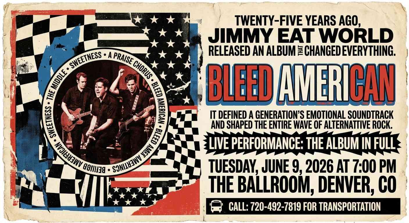Jimmy Eat World Red Rocks 2026 — Bleed American Turns 25 & the Tour Starts Here