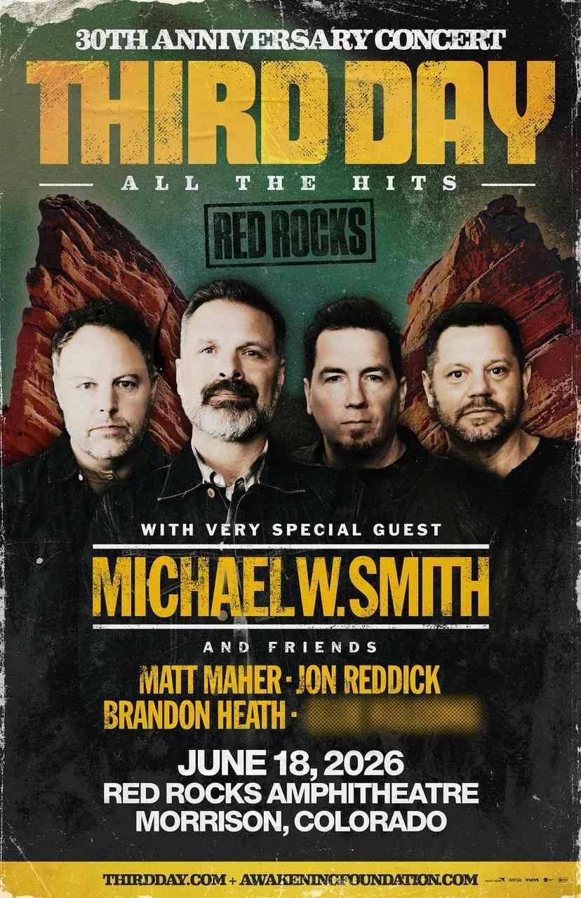 Third Day Red Rocks 2026 — 30th Anniversary on June 18 With Michael W. Smith & Friends
