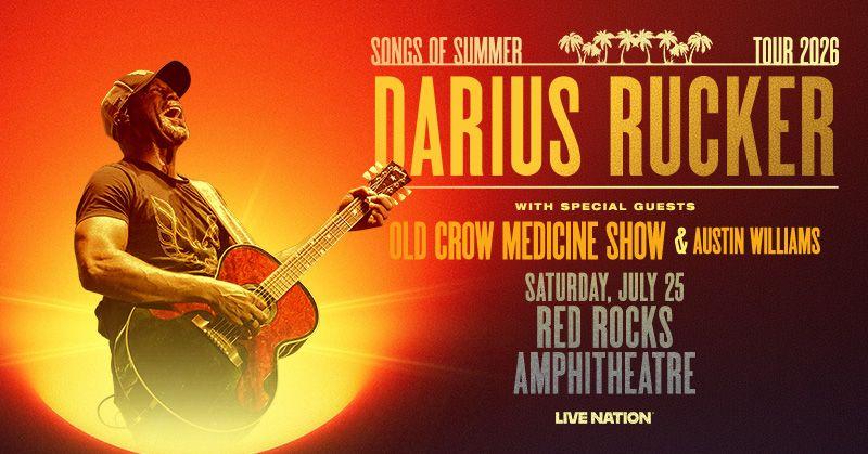 Darius Rucker Red Rocks 2026 — Songs of Summer Tour Hits Morrison July 25 With Old Crow Medicine Show