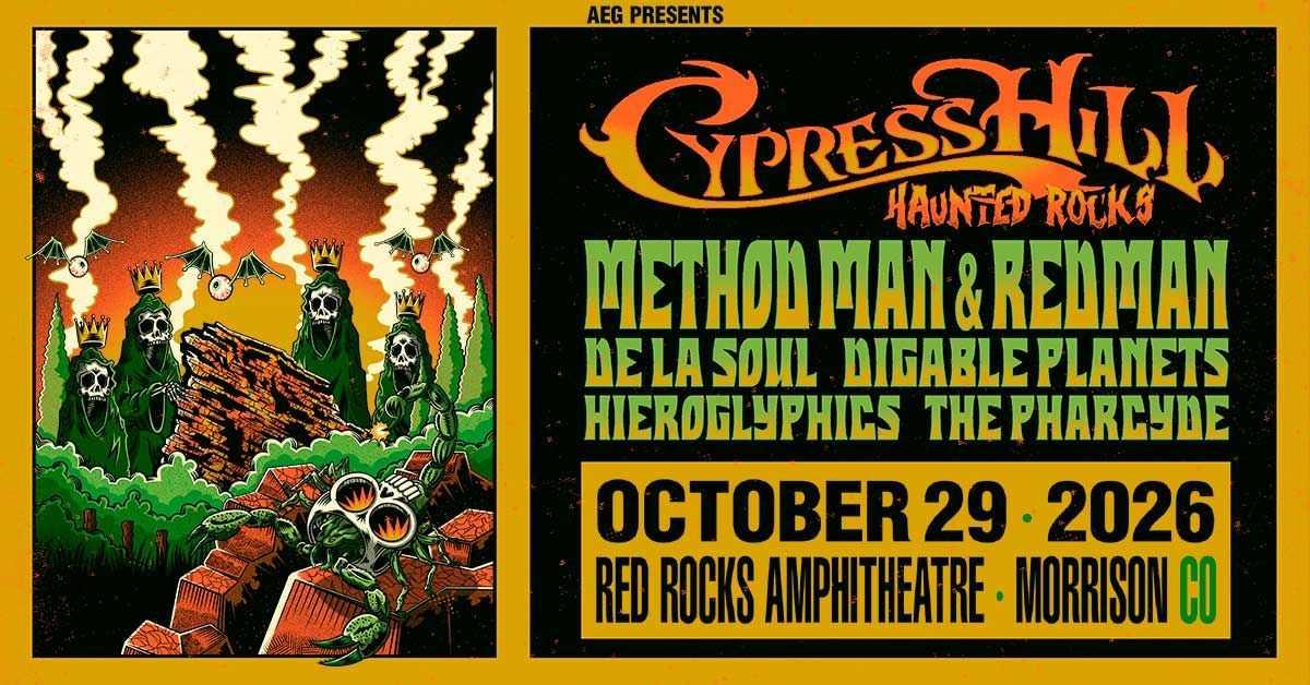 Cypress Hill Haunted Red Rocks 2026 — Method Man, Redman, De La Soul & Legends Hit Morrison October 29