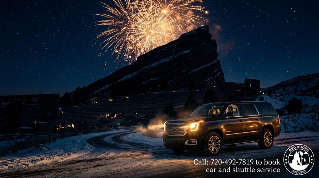 Red Rocks New Year's Eve Fireworks Transportation — Ring In the Year Without Driving Home 2 Denver Red Rocks Car Service Red Rocks New Year's Eve fireworks transportation