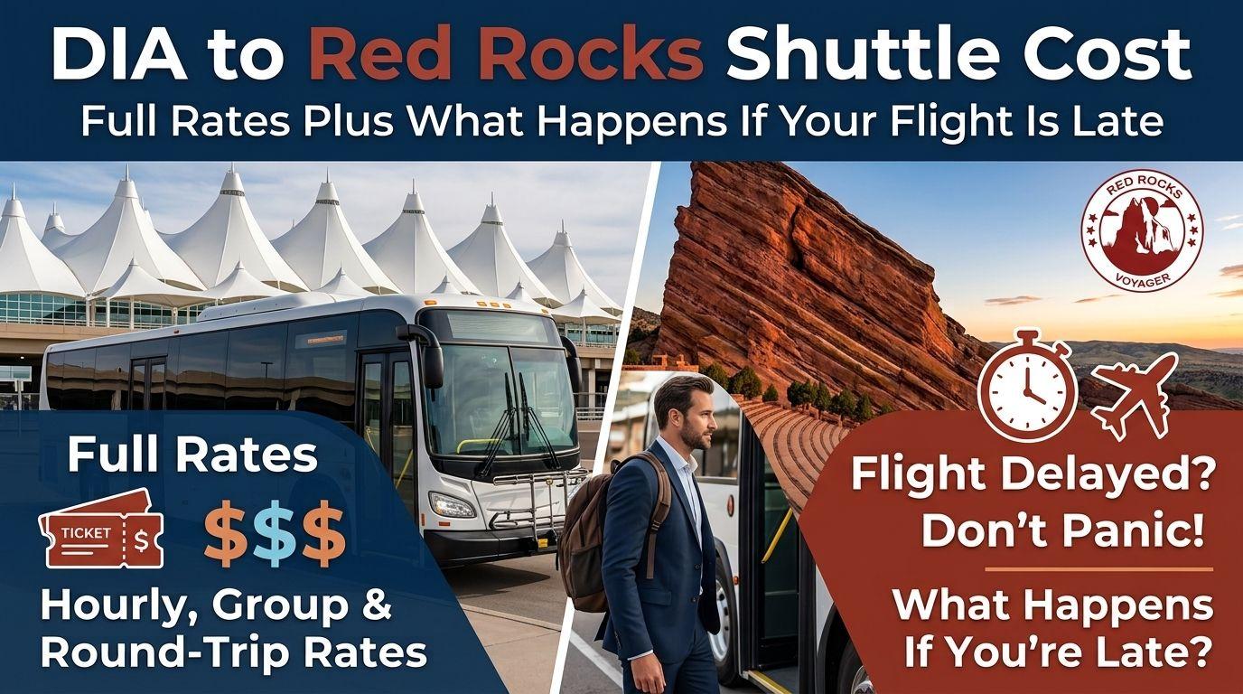 DIA to Red Rocks Shuttle Cost: Full Rates Plus What Happens If Your Flight Is Late