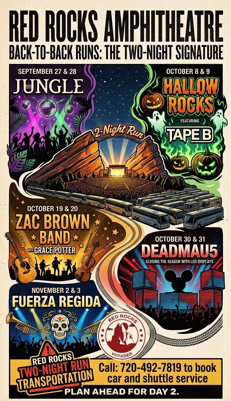 Red Rocks Two-Night Run Transportation: Why Night Two Is the One People Get Wrong