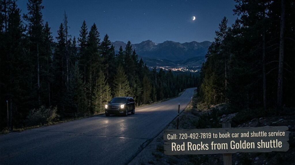 Red Rocks from Golden shuttle