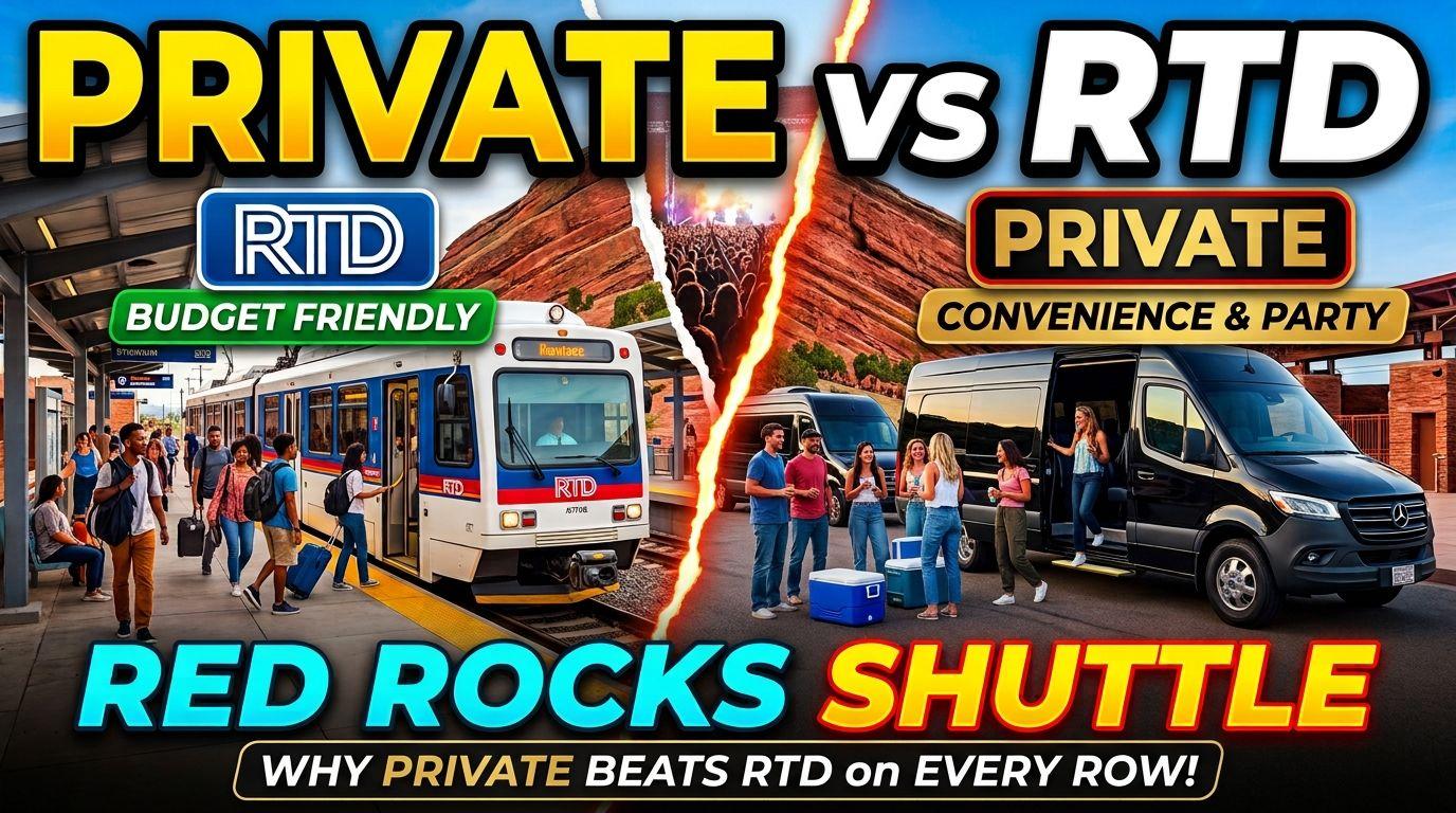 Red Rocks Shuttle Service: Why a Private Shuttle Beats RTD on Every Row That Matters