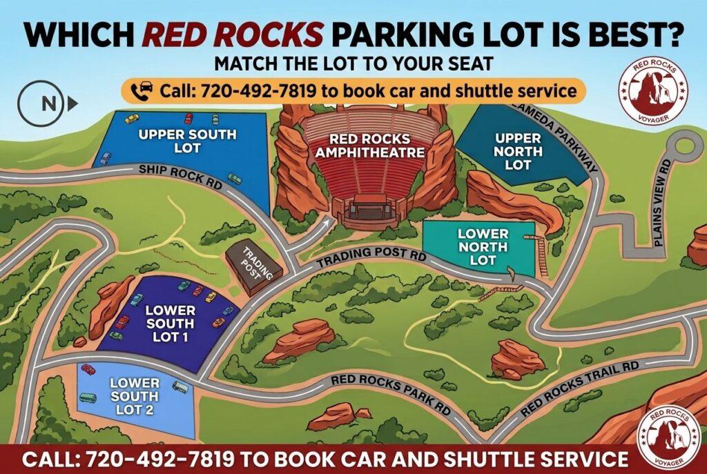 Which Red Rocks Parking Lot Is Best? Match the Lot to Your Seat, Not the Other Way Around 2 Denver Red Rocks Car Service which Red Rocks parking lot is best