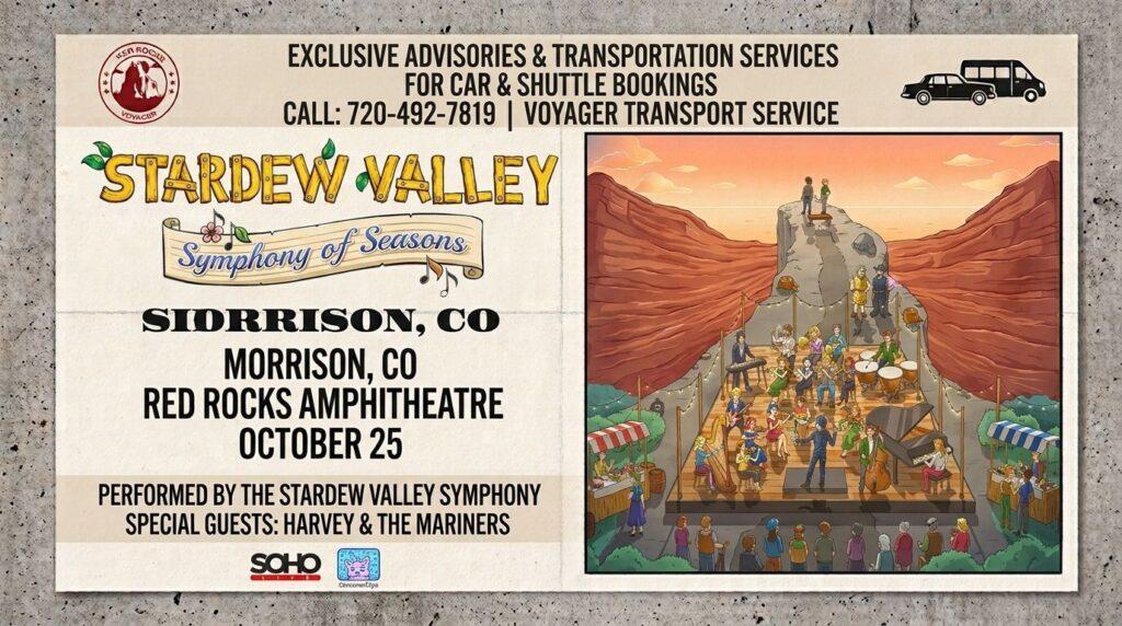 Stardew Valley Red Rocks 2026 Transportation — The Tour's Grand Finale on October 25 2 Denver Red Rocks Car Service Stardew Valley Red Rocks 2026