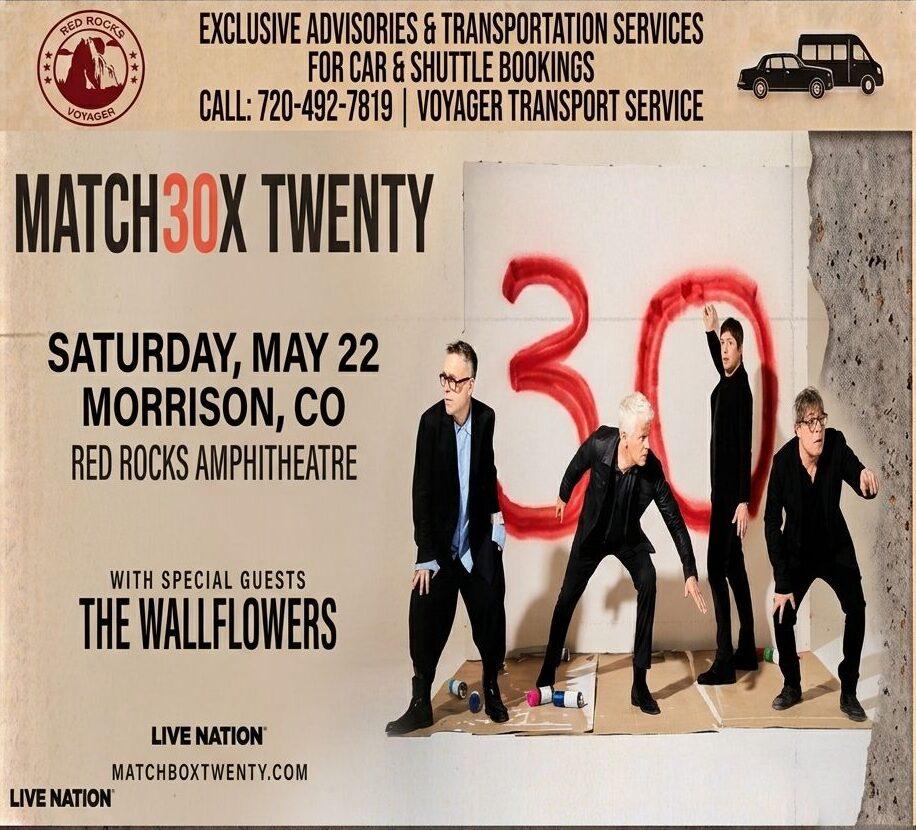 Matchbox Twenty Red Rocks 2027 Transportation — 30th Anniversary Show on May 22